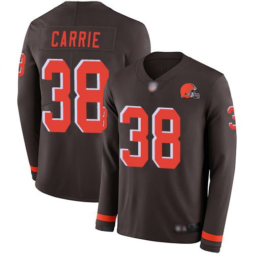 Cleveland Browns T J Carrie Men Brown Limited Jersey #38 NFL Football Therma Long Sleeve->cleveland browns->NFL Jersey